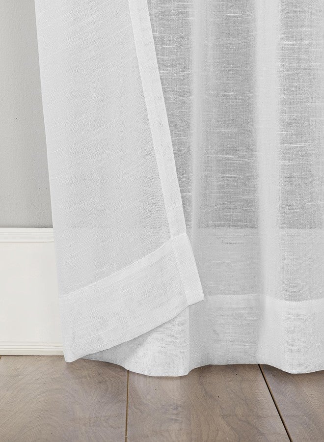 Archaeo Slub Textured Linen Blend Grommet Top Curtain, 52" W x 84" L, White - Image 3